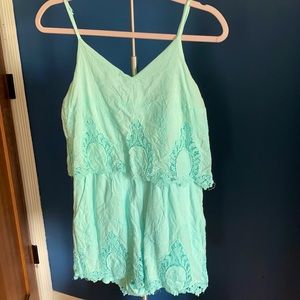 Teal lacy romper size small